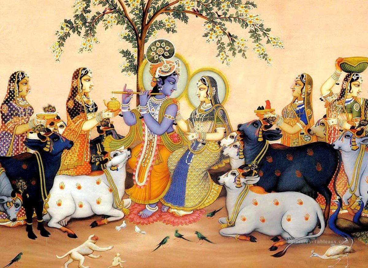 Radha Krishna 37 Hindou Peintures à l'huile